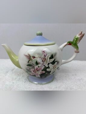 Vintage Ceramic Teapot Designed by Artist Lena Liu for Teleflora